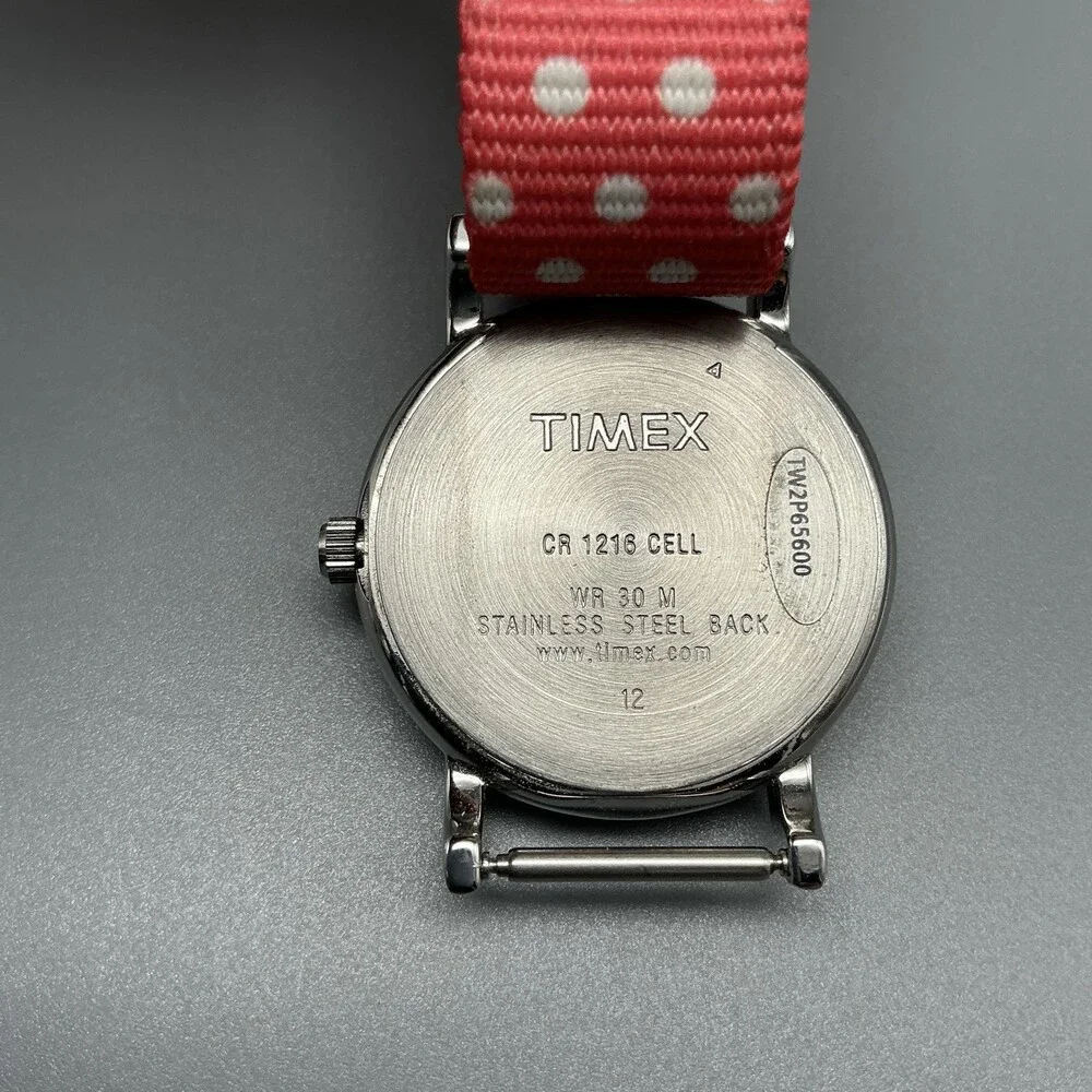Timex Weekender TWP265000 Womens Watch 31mm Polka Dot Nylon Indiglo New Battery